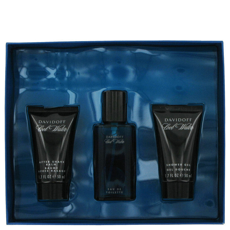 Cool Water by Davidoff Gift Set -- 1.4 oz Eau De Toilette Spray +1.7 oz After Shave Balm+ 1.7 oz Shower Gel (Men)