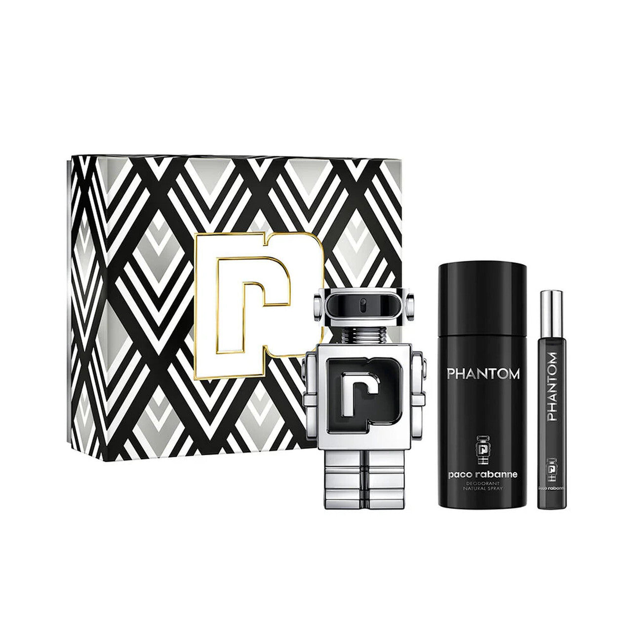 Paco rabanne phantom 3 pcs set for men: 3.4 eau de toilette spray + 5 oz deodorant spray +  0.34 eau de toilette spray