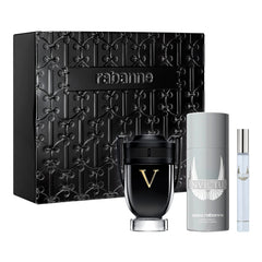 Paco rabanne invictus victory 3 pcs set for men: 3.4 eau de parfum + 5 oz deodorant spray + 0.34 eau de parfum (metal)