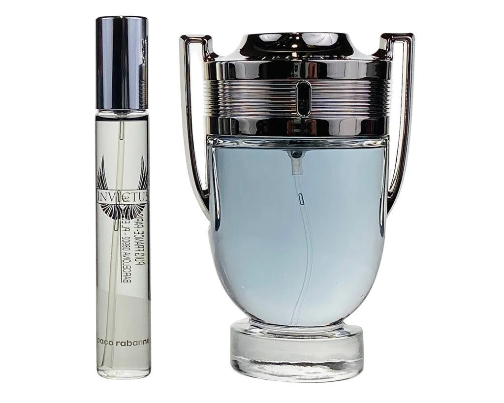 Paco rabanne invictus 2 pcs set for men: 3.4 eau de toilette spray + 0.34 eau de toilette spray